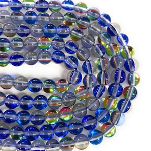 Shiny Sapphire Blue Vitrail Beads, Mystic Aura Quartz, 6-12mm