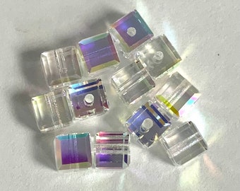 12 Pcs Swarovski® Crystal  AB cube 4x4mm Beads 5601.