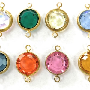 6 pcs. Vintage Swarovski Antique Gold Plated Rhinestone Crystal Connectors 12 mm.
