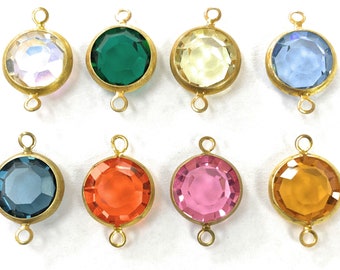 6 pcs. Vintage Swarovski Antique Gold Plated Rhinestone Crystal Connectors 12 mm.