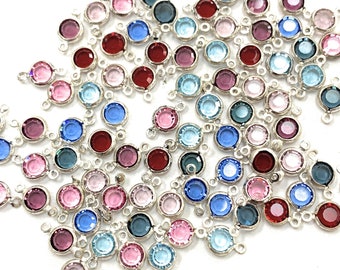 12 pcs Vintage Swarovski Silver Plated Bezel Connectors 4 mm.