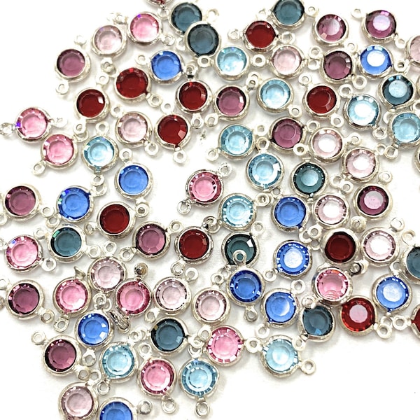 12 pcs Vintage Swarovski Silver Plated Bezel Connectors 4 mm.