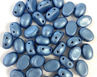 40 Pcs. SAMOS® PAR PUCA® 5x7 mm Metallic Matte Blue, Two Hole Cabochon.