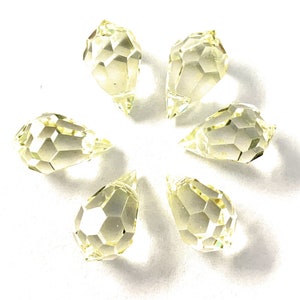 12 pcs Vintage Preciosa crystal 15x9 mm Medium Yellow drops. Preciosa MC Drops, Briolettes.