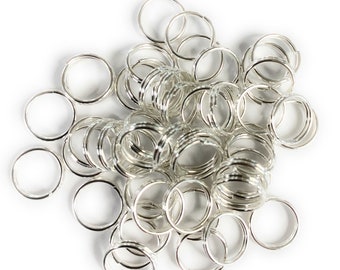 100 Pcs Silver Plated Split Jump rings 4mm, 6mm, 8mm, 10mm.