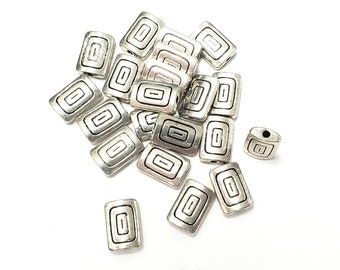 Pewter Charm Beads, Rectangle Shaped 1mm hole SKU:100041