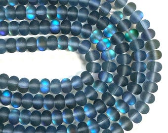 Perles rondelles de quartz Aura mystique, verre sirène, fil de 15,5 po.