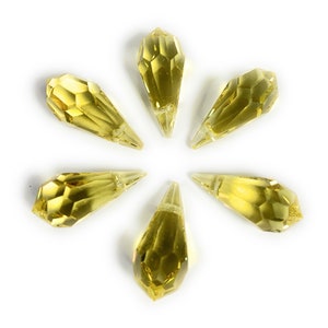 6 Pcs Vintage Preciosa Crystal, 18x9mm Jonquille, Preciosa MC Drops.