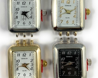 Geneva elite Rectangle watch faces with 3 loops - 18 x 22 mm