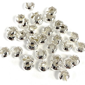 50 pcs - 5 mm Silver plated crimp covers