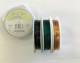 Fil artistique rond de calibre 20, bobine de 1/4 lb - Plusieurs couleurs
