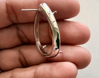 Boucle d'oreille lunette en forme de larme 30 x 20 avec tige à l'arrière