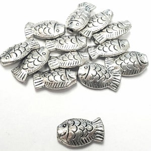 Pewter Spacer Beads, Fish Shaped 1.5mm hole, 8in Strand
