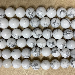 AAA Quality Natural Plain Howlite round Beads  6mm, 8mm, 10mm. 15 inch strand