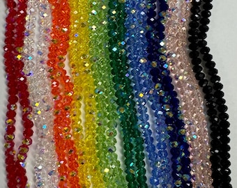 Mélange de cristaux chinois 4 mm, 6 mm - 10 brins arc-en-ciel, effet AB