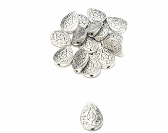 Pewter Spacer Beads, Tear Drop Shaped 1mm hole, 8in Strand