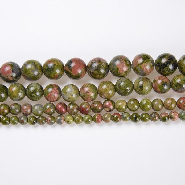UNAKITE Gemstone Beads in  4MM, 6MM, 8MM, 10MM, 12MM, 14MM