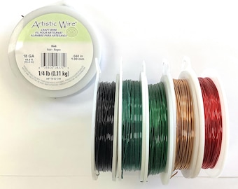 Fil artistique rond, bobine de 1/4 lb, calibre 18 - Plusieurs couleurs