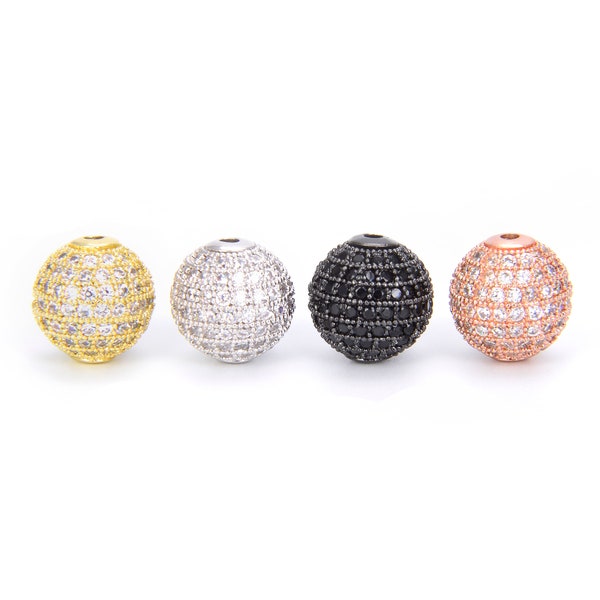 CZ Micro Pave Round Ball Beads, Shamballa Beads, CZ Spacer Beads 6mm 8mm 10mm 12mm