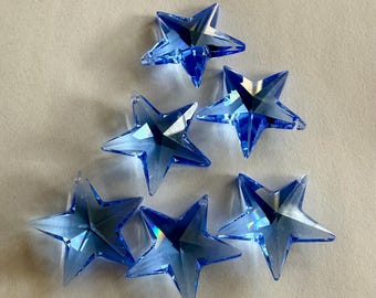 Pendentif étoile en cristal Swarovski 28 mm, breloque étoile bleue, bijoux célestes, breloque scintillante de collier Swarovski, cadeau pour elle