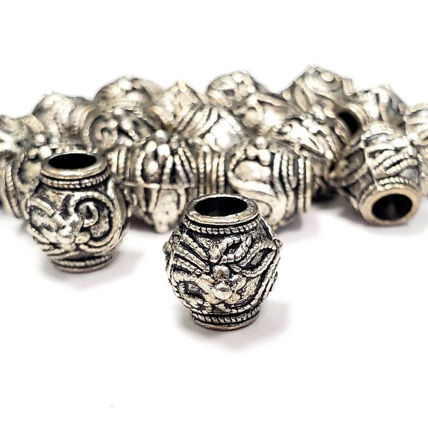 Pewter Charm Beads, Large Hole Beads, Lantern Shaped 4mm hole SKU:100208