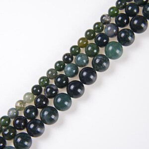 MOSS AGATE Gemstone Beads in  4MM, 6MM, 8MM, 10MM, 12MM, 14MM