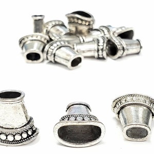 Pewter Bead Caps, 6mm hole 12mm wide, 8in Strand