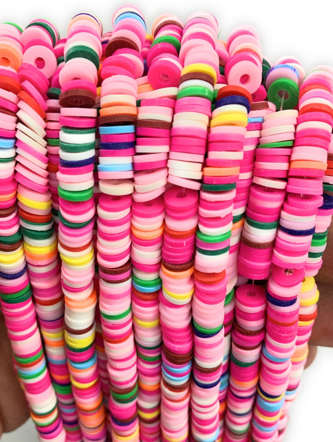 Polymer Clay African Vinyl Disc Beads, Rainbow Vinyl Beads, Heishi