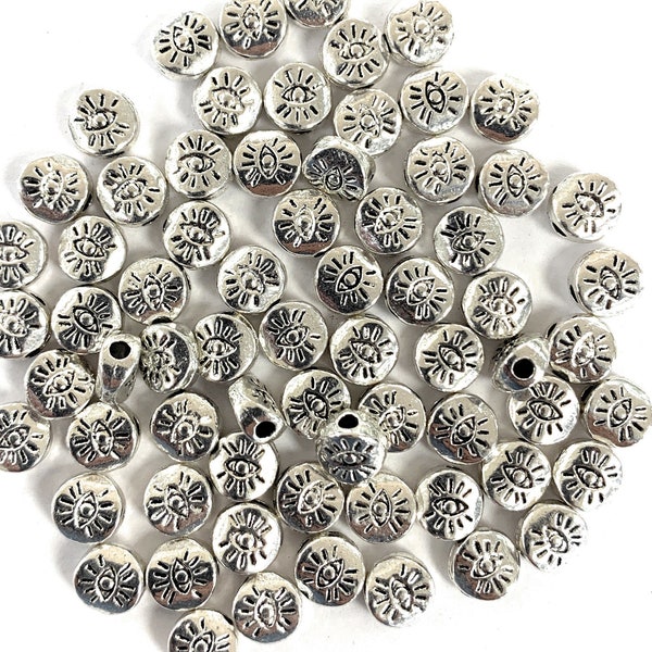 6 mm Round Pewter Spacer Beads, 35 pcs on 8 Inch strand. Lead Free and Nickel free.