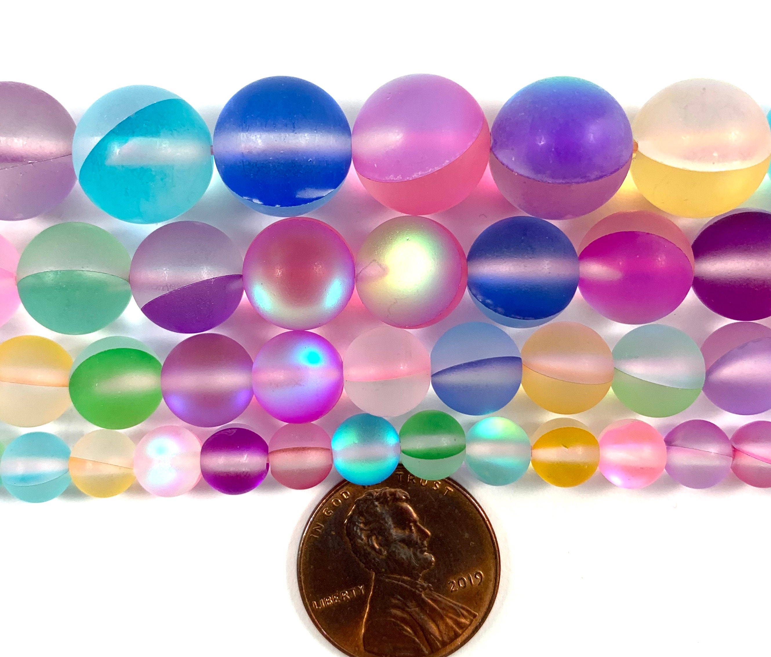 Mystic Aura Quartz Beads Faceted, Mermaid Glass, Diamond Cut, 6mm, 8mm,  10mm, 14”