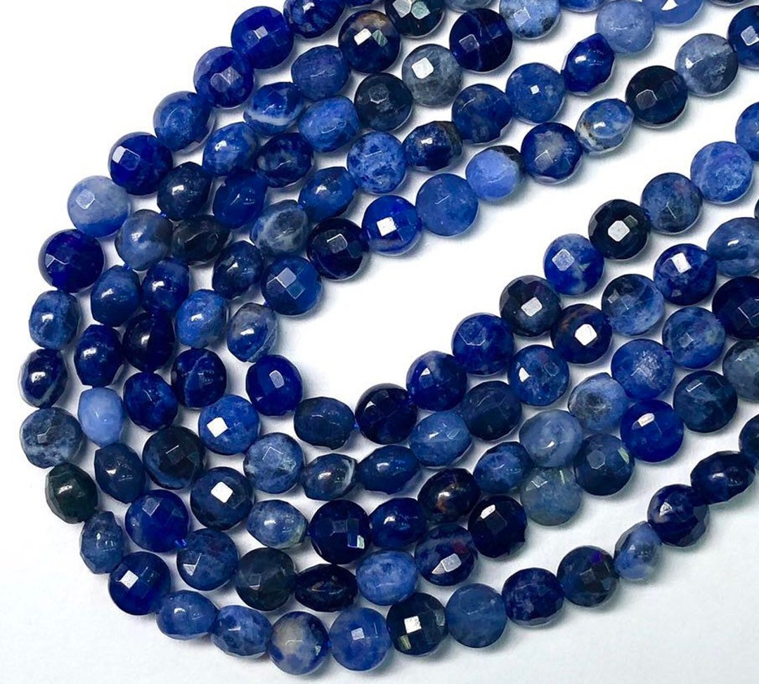Sodalite Faceted Round Button Shape Beads 4 Mm, 6 Mm - 15 Inch Strand ...