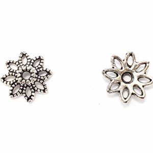Pewter Bead Caps, 1.5mm hole 9.2mm wide, 8in Strand