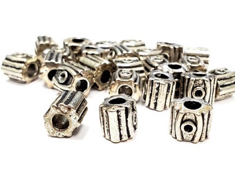Pewter Charm Beads, Large Hole, 8in Strand
