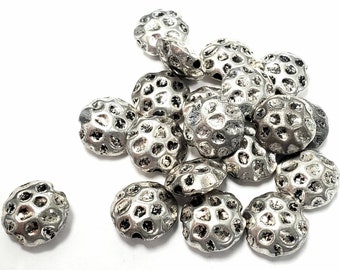 Pewter Charm Beads, Pebble Shaped 2mm hole, 8in Strand