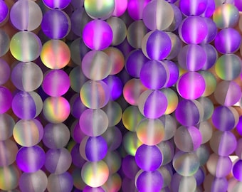 River Valley Gems Matte Gray Mystic Aura Round Glass Beads – 15 Strand – 6mm To 12mm