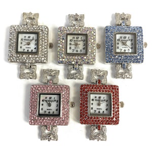 Beadalgo - 2 Line Crystal Rhinestone Watch Faces for Beading (Square)