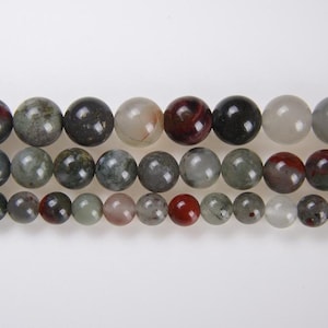 AFRICAN BLOOD STONE Gemstone Beads in  4MM, 6MM, 8MM, 10MM, 12MM, 14MM