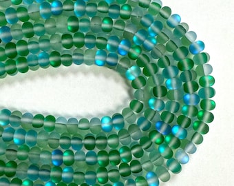Perles de quartz rondes aura mystique givrées, vert citron, fil de 15,5 po.