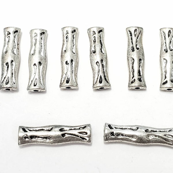 Pewter Spacer Beads, Bamboo Shaped 1.5mm hole, 8in Strand