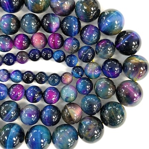 Rainbow Tiger Eye, Galaxy Tiger Eye beads 6mm, 8mm, 10mm,12mm - 15 inch strand.