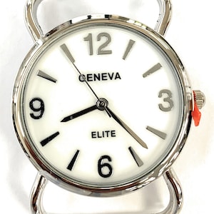 Geneva Elite Ribbon Bar Watch Face for Beading, White Dial Round - 32mm