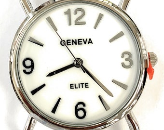 Geneva Elite Ribbon Bar Watch Face for Beading, White Dial Round - 32mm