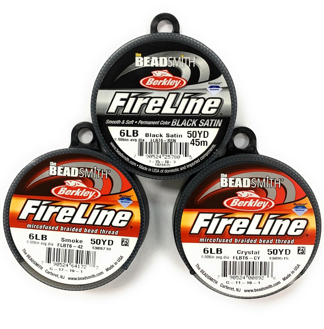 Fireline 6 Lb. Black Satin, Smoke or Crystal, Beadsmith Fireline, 50