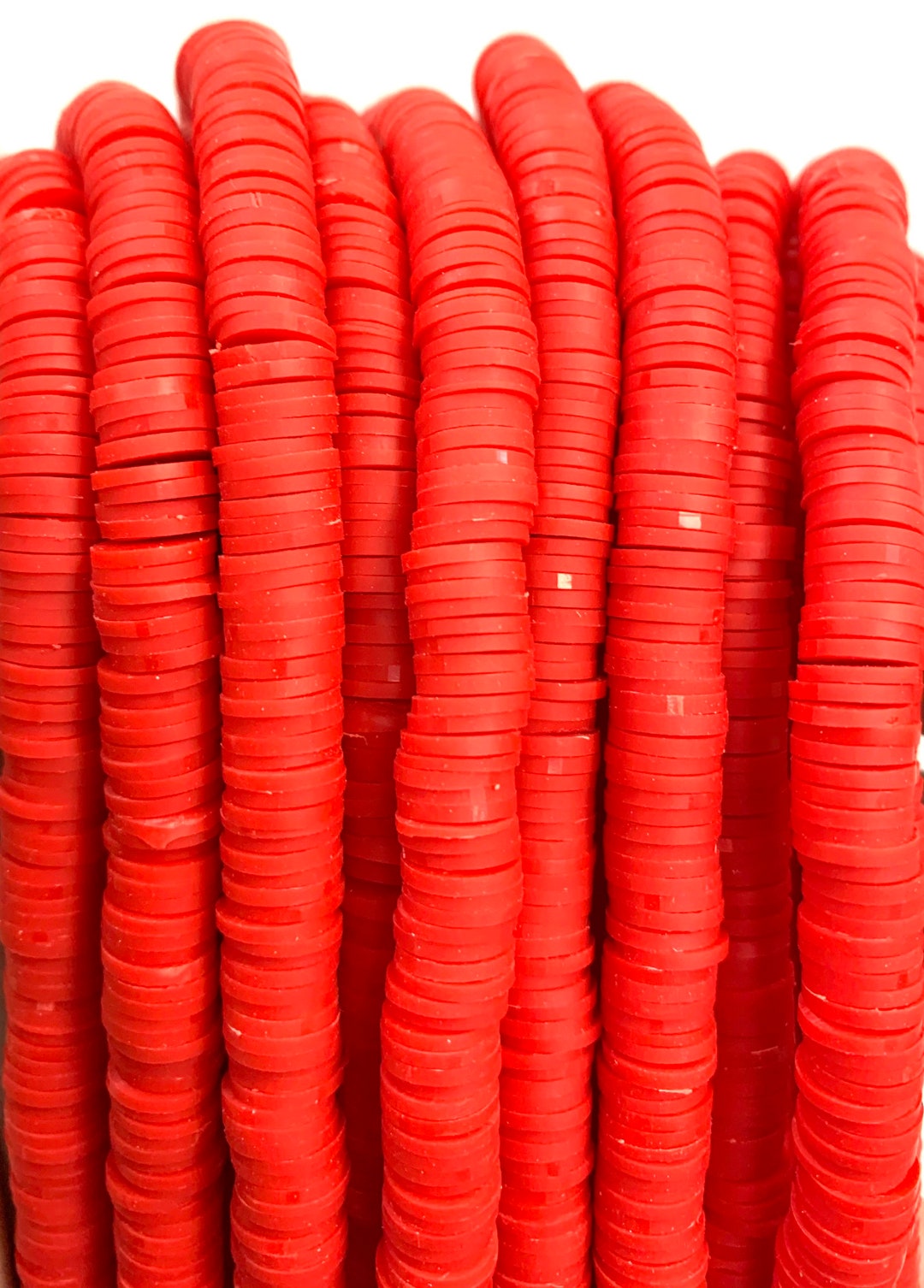 Polymer Clay African Vinyl Disc Beads Red Vinyl Beads 8 Mm Etsy