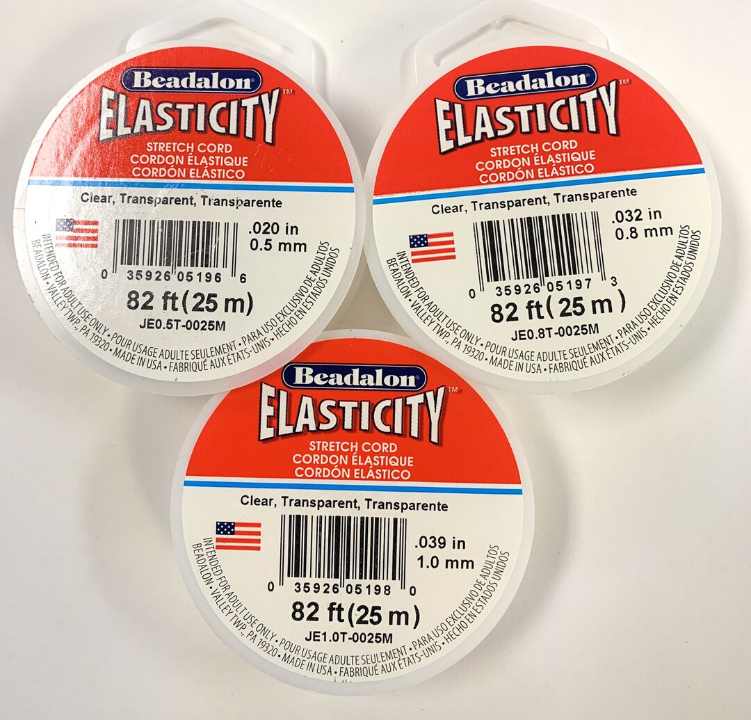 25 Meter 82 Feet Beadalon® Elasticity™ Clear Transparent Stretch Cord .5mm, .8mm or 1.0mm Etsy