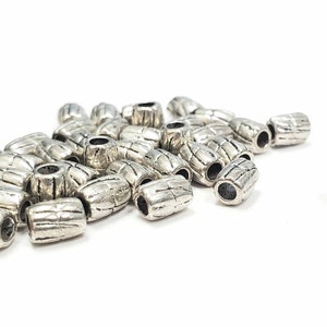 Pewter Spacer Beads, Tube Shaped 2mm hole, 8in Strand
