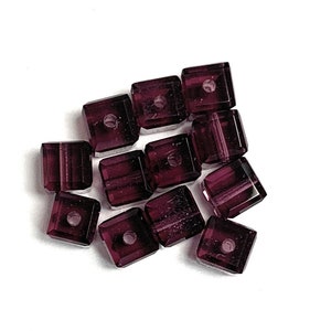 12 Pcs Swarovski® Crystal Amethyst cube 4x4mm Beads 5601.