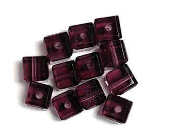 12 Pcs Swarovski® Crystal Amethyst cube 4x4mm Beads 5601.