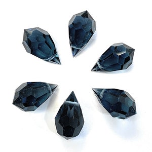 12 pcs Vintage Preciosa crystal 15x9 mm Montana Sapphire drops. Preciosa MC Drops, Briolettes.