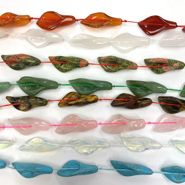 36mm Large  natural gemstone Calla Lily beads 10 pcs on a strand.